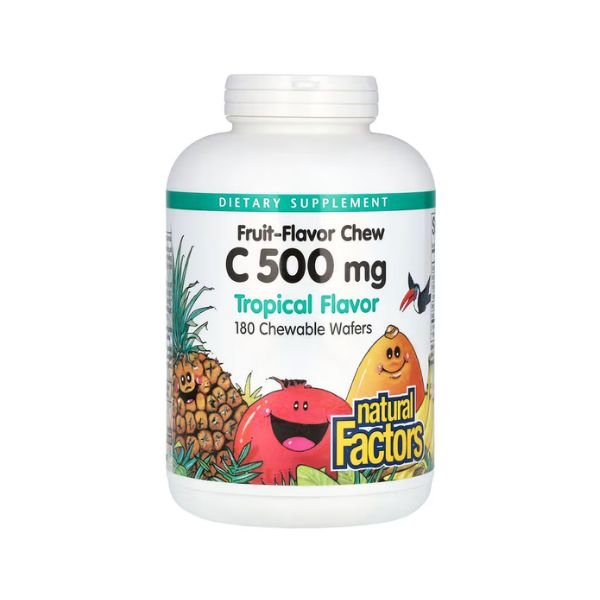 Natural Factors Vitamin C 500mg Tropical Chewable Wafers 180 Count in Pakistan